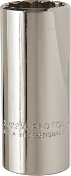 Proto - 3/8" Drive, Deep Hand Socket - 12 Points, 2-3/4" OAL, Chrome Vanadium, Chrome Finish - Exact Tooling