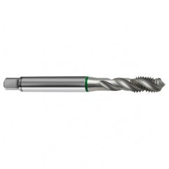 M8x1.25 6H 3-Flute Cobalt Green Ring Semi-Bottoming 40 degree Spiral Flute Tap-Bright - Exact Tooling