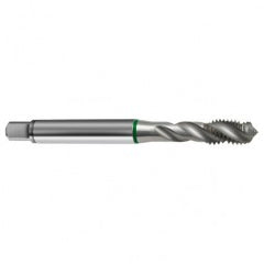 M10x1.5 6H 3-Flute Cobalt Green Ring Semi-Bottoming 40 degree Spiral Flute Tap-Bright - Exact Tooling