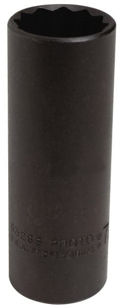 Proto - 7/8", 1/2" Drive, Deep Hand Socket - 12 Points, 3-1/4" OAL, Alloy Steel, Black Finish - Exact Tooling