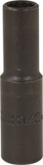 Proto - 1/2", 1/2" Drive, Deep Hand Socket - 12 Points, 3-1/4" OAL, Alloy Steel, Black Finish - Exact Tooling