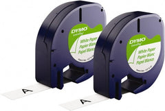 Dymo - 1/2" Wide x 156" Long, Black on White Paper Label Printer Cartridge - For DYMO Letratag Printers - Exact Tooling