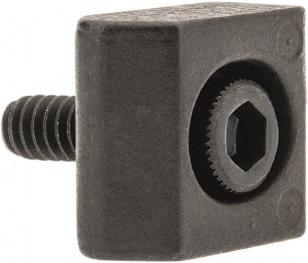 Mitee-Bite - 4-40 Screw Thread, 3/8" Wide x 0.075" High, Serrated Steel Standard Style Screw Mount Toe Clamp - 650 Lb Holding Force, 16" Lb Torque, 1.33 Lb Ft Torque, 0.26" Long Extension, 0.0075" Throw, 8 Clamps in Package - Exact Tooling