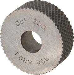 Value Collection - 1" Diam, 90° Tooth Angle, 20 TPI, Standard (Shape), Form Type High Speed Steel Female Diamond Knurl Wheel - 3/8" Face Width, 5/16" Hole, Circular Pitch, 30° Helix, Bright Finish, Series OU - Exact Tooling