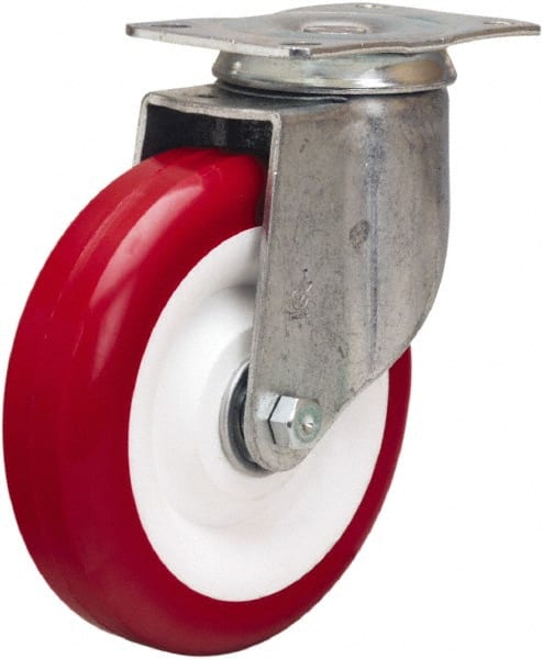 Hamilton - 5" Diam x 1-3/8" Wide x 6-1/16" OAH Top Plate Mount Swivel Caster - Polyurethane Mold on Polypropylene, 325 Lb Capacity, Sealed Precision Ball Bearing, 2-1/2 x 3-3/4" Plate - Exact Tooling