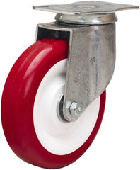 Hamilton - 5" Diam x 1-3/8" Wide x 6-1/16" OAH Top Plate Mount Swivel Caster - Polyurethane Mold on Polypropylene, 325 Lb Capacity, Sealed Precision Ball Bearing, 2-1/2 x 3-3/4" Plate - Exact Tooling