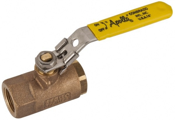 Apollo - 3/4" Pipe, Standard Port, Bronze Standard Ball Valve - 2 Piece, NPT Ends, Locking Lever Handle, 600 WOG, 150 WSP - Exact Tooling