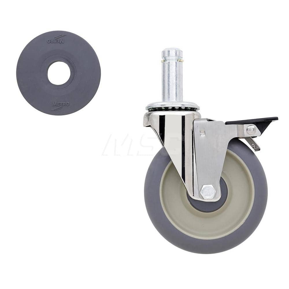 Metro - Cart Accessories; Media Type: Caster ; For Use With: Super Erecta Industrial Wire Shelving Racks ; Color: Silver/Gray ; Width: 2.5000 ; Length (Decimal Inch): 5.6250 ; Height (Decimal Inch): 8.250000 - Exact Tooling