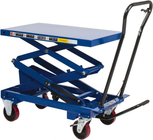 Value Collection - 800 Lb Capacity Hydraulic Scissor Elevating Cart - 15-1/2" to 50-3/4" Lift Height, 35-1/2" Platform Length x 20" Platform Width - Exact Tooling