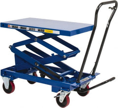 Value Collection - 800 Lb Capacity Hydraulic Scissor Elevating Cart - 15-1/2" to 50-3/4" Lift Height, 35-1/2" Platform Length x 20" Platform Width - Exact Tooling