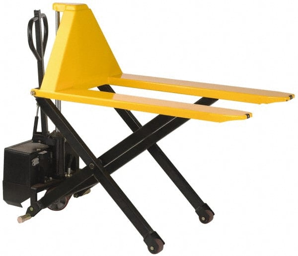 Value Collection - 3,000 Lb Capacity, 31" Lift Height, Battery Operated Lift - 3-1/3" Lowered Height, 13" Load Center, 43-1/4" Fork Length, 21" Overall Width - Exact Tooling