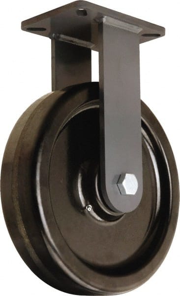 Hamilton - 12" Diam x 3" Wide x 15-1/2" OAH Top Plate Mount Rigid Caster - Phenolic, 3,500 Lb Capacity, Tapered Roller Bearing, 5-1/4 x 7-1/4" Plate - Exact Tooling