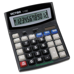 Victor - Calculators; Type: Desktop Calculator ; Type of Power: Solar/Battery ; Display Type: 12-Digit LCD ; Color: Black ; Display Size: 16mm ; Width (Decimal Inch): 5.9000 - Exact Tooling