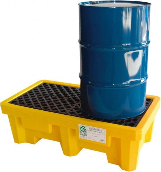 UltraTech - 66 Gal Sump, 3,000 Lb Capacity, 2 Drum, Polyethylene Spill Deck or Pallet - 53" Long x 29" Wide x 17" High, Liftable Fork, Drain Included, Inline Drum Configuration - Exact Tooling