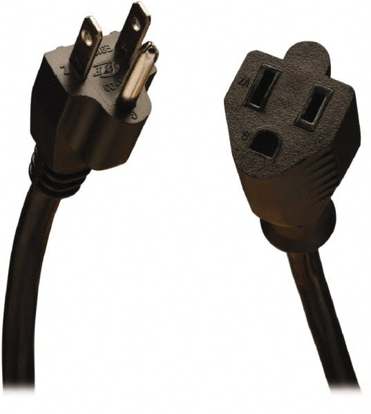 Tripp-Lite - 15', 18/3 Gauge/Conductors, Black Indoor Replacement Cord - 0 Receptacles, 10 Amps, 120 VAC, UL SJT, NEMA 5-15P - Exact Tooling