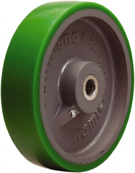 Hamilton - 8 Inch Diameter x 2 Inch Wide, Polyurethane on Cast Iron Caster Wheel - 1,500 Lb. Capacity, 2-1/4 Inch Hub Length, 1 Inch Axle Diameter, Straight Roller Bearing - Exact Tooling