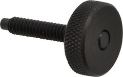 Gibraltar - #10-24 Knurled Shoulderless Dog Point Tip Grade 12L14 Steel Thumb Screw - 1-1/4" OAL, 3/4" Head Diam x 1/4" Head Height, Black Oxide Finish - Exact Tooling