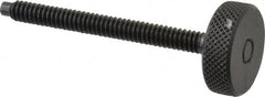 Gibraltar - #10-24 Knurled Shoulderless Dog Point Tip Grade 12L14 Steel Thumb Screw - 2-1/4" OAL, 3/4" Head Diam x 1/4" Head Height, Black Oxide Finish - Exact Tooling