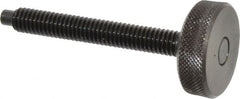 Gibraltar - 5/16-18 Knurled Shoulderless Dog Point Tip Grade 12L14 Steel Thumb Screw - 2-7/8" OAL, 1-1/8" Head Diam x 3/8" Head Height, Black Oxide Finish - Exact Tooling