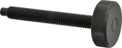 Gibraltar - 3/8-16 Knurled Shoulderless Dog Point Tip Grade 12L14 Steel Thumb Screw - 3-7/16" OAL, 1-1/4" Head Diam x 7/16" Head Height, Black Oxide Finish - Exact Tooling