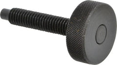 Gibraltar - 3/8-16 Knurled Shoulderless Dog Point Tip Grade 12L14 Steel Thumb Screw - 2-1/2" OAL, 1-1/4" Head Diam x 7/16" Head Height, Black Oxide Finish - Exact Tooling