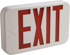 Cooper Lighting - 1 and 2 Face, 3 Watt, White, Thermoplastic, LED, Illuminated Exit Sign - 120/277 VAC, Nickel Cadmium, Ceiling Mounted, End Mounted, Wall Mounted, 11-11/16 Inch Long x 1-3/4 Inch Wide x 7-1/2 Inch High - Exact Tooling