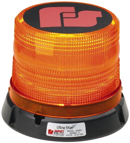 Federal Signal Emergency - Class I Candelas, 95, 120 & 60 FPM, Permanent 1" Pipe Mount Emergency LED Beacon Light Assembly - Powered by 12 to 24 Volts, Amber - Exact Tooling