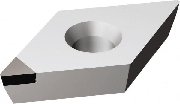 Sandvik Coromant - DCMW32.51 FP Grade CD05 Polycrystalline Diamond (PCD) Turning Insert - Uncoated, 55° Diamond, 3/8" Inscr Circle, 5/32" Thick, 1/64" Corner Radius - Exact Tooling