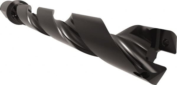 Allied Machine and Engineering - Series 29, 29 to 32mm Diam, 1-1/4" Diam Straight Shank with Flange, Helical Flute Spade Drill - 8-13/16" Max Depth, 10-27/64" Body Length, 12-45/64" OAL, Standard Length, Through Coolant - Exact Tooling