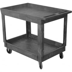 Wesco Industrial Products - 500 Lb Capacity, 25-1/2" Wide x 40-1/4" Long x 32-1/2" High Service Cart - 2 Shelf, Plastic, TPR Casters - Exact Tooling