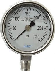 Wika - 2-1/2" Dial, 1/4 Thread, 0-300 Scale Range, Pressure Gauge - Lower Connection Mount, Accurate to 2-1-2% of Scale - Exact Tooling