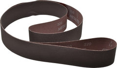 Norton - 2" Wide x 72" OAL, 320 Grit, Aluminum Oxide Abrasive Belt - Aluminum Oxide, Extra Fine, Coated, X Weighted Cloth Backing, Series R228 - Exact Tooling