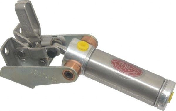 De-Sta-Co - 100 Lb Inner Hold Capacity, Horiz Mount, Air Power Hold-Down Toggle Clamp - M5 Port, 250 Max psi, 99° Bar Opening, 17.27mm Height Under Bar - Exact Tooling