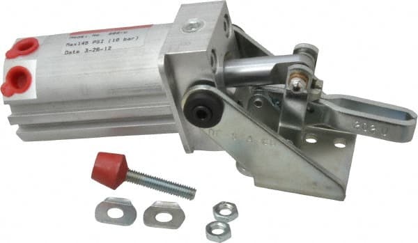 De-Sta-Co - 200 Lb Inner Hold Capacity, Horiz Mount, Air Power Hold-Down Toggle Clamp - 1/8 NPT Port, 145 Max psi, 102° Bar Opening, 26.92mm Height Under Bar - Exact Tooling