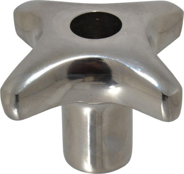KIPP - 2.48" Head Diam, 4 Point Lobed Knob - 1/2-13 Hole, Stainless Steel - Exact Tooling