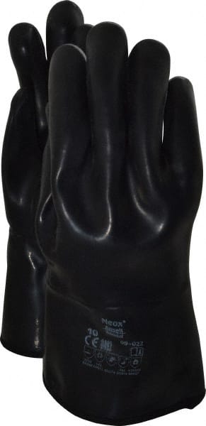 Ansell - Size L (10), 12" Long, 105 mil Thick, Supported, Neoprene Chemical Resistant Gloves - Smooth Finish, Cotton Interlock Knit Lined, Gauntlet Cuff, Black - Exact Tooling