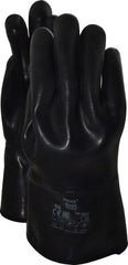 Ansell - Size L (10), 12" Long, 105 mil Thick, Supported, Neoprene Chemical Resistant Gloves - Smooth Finish, Cotton Interlock Knit Lined, Gauntlet Cuff, Black - Exact Tooling