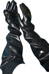 Ansell - Size XL (10), 31" Long, 80 mil Thick, Supported, Neoprene Chemical Resistant Gloves - Smooth Finish, Cotton Lined, Shoulder Length Cuff, ANSI Abrasion Level 3, ANSI Cut Level 2, Black - Exact Tooling