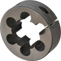 Cle-Line - 1-1/2 - 12 UNF Thread, 3" Outside Diam Carbon Steel Round Die - 1" Thick, Right Hand Thread, Adjustable - Exact Tooling