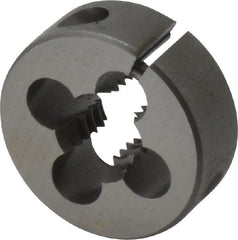 Cle-Line - 3/8-16 UNC Thread, 1" Outside Diam Carbon Steel Round Die - 3/8" Thick, Right Hand Thread, Adjustable - Exact Tooling
