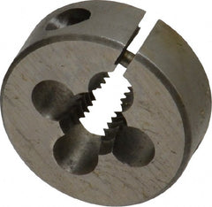 Cle-Line - 5/16-18 UNC Thread, 1" Outside Diam Carbon Steel Round Die - 3/8" Thick, Right Hand Thread, Adjustable - Exact Tooling