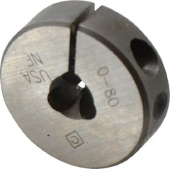 Cle-Line - #0-80 UNF Thread, 13/16" Outside Diam Carbon Steel Round Die - 1/4" Thick, Right Hand Thread, Adjustable - Exact Tooling
