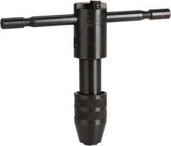 Cle-Line - #12 to 1/2" Tap Capacity, T Handle Tap Wrench - 5" Overall Length, Ratcheting - Exact Tooling