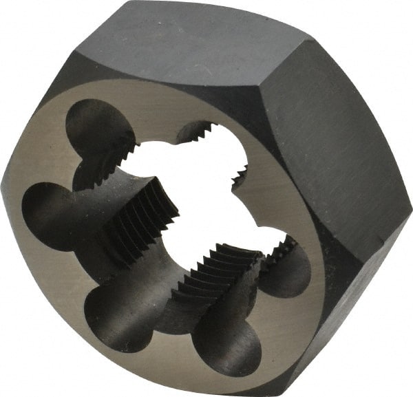 Cle-Line - 1-1/4 - 12 UNF Thread, 2-3/16" Hex, Hex Rethreading Die - Carbon Steel, 1" Thick, Series 0650 - Exact Tooling
