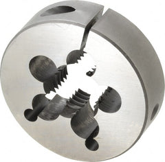 Cle-Line - 7/8-9 UNC Thread, 2-1/2" Outside Diam Carbon Steel Round Die - 3/4" Thick, Right Hand Thread, Adjustable - Exact Tooling