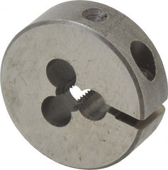 Cle-Line - #8-32 UNC Thread, 1" Outside Diam Carbon Steel Round Die - 3/8" Thick, Right Hand Thread, Adjustable - Exact Tooling