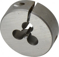 Cle-Line - 1/4-28 UNF Thread, 1-1/2" Outside Diam Carbon Steel Round Die - 2" Thick, Right Hand Thread, Adjustable - Exact Tooling