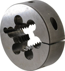 Cle-Line - 1-1/4 - 7 UNC Thread, 3" Outside Diam Carbon Steel Round Die - 1" Thick, Right Hand Thread, Adjustable - Exact Tooling