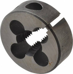 Cle-Line - 3/8-24 UNF Thread, 1" Outside Diam Carbon Steel Round Die - 3/8" Thick, Right Hand Thread, Adjustable - Exact Tooling