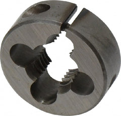 Cle-Line - 7/16-20 UNF Thread, 1" Outside Diam Carbon Steel Round Die - 3/8" Thick, Right Hand Thread, Adjustable - Exact Tooling